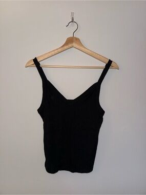 American Eagle Outfitters Black Ribbed V-Neck Tank